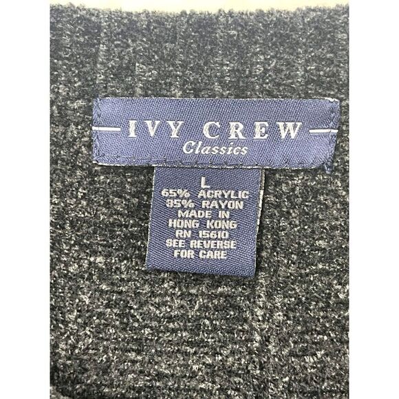 Ivy Crew Classic Pullover Sweater Men's L Gray Acrylic Long Sleeves Crew Neck - Picture 6 of 6